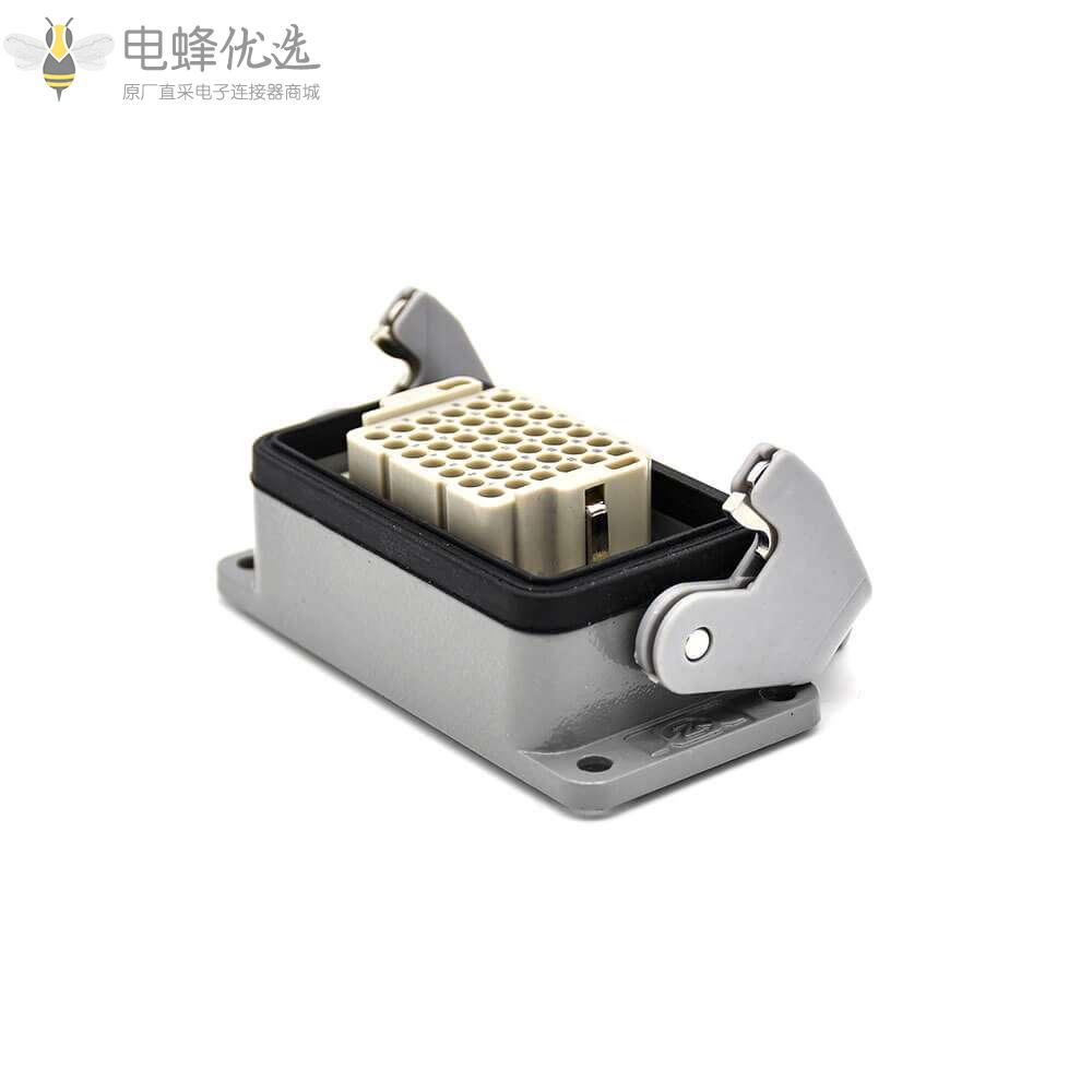 矩形防水连接器 H10B 42芯公母对接 螺纹PG16开孔安装斜出口重载连接器